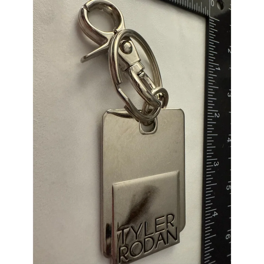 Tyler Rodan Metal Keychain Key Ring Bag Charm Accessory‎ Silver Tone